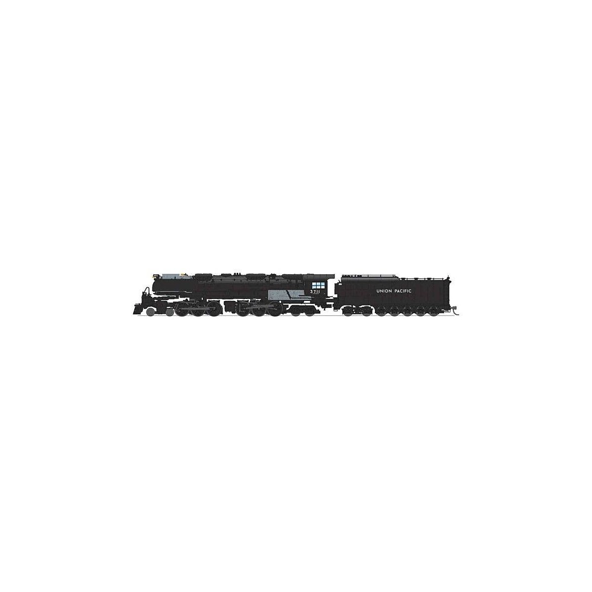 4-6-6-4 Challenger Late Version - Standard DC - Stealth -- Union Pacific 3714 (Oil Tender, Smoke Deflectors, black, graphite), N
