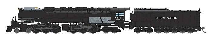 4-6-6-4 Challenger Late Version - Standard DC - Stealth -- Union Pacific 3714 (Oil Tender, Smoke Deflectors, black, graphite), N