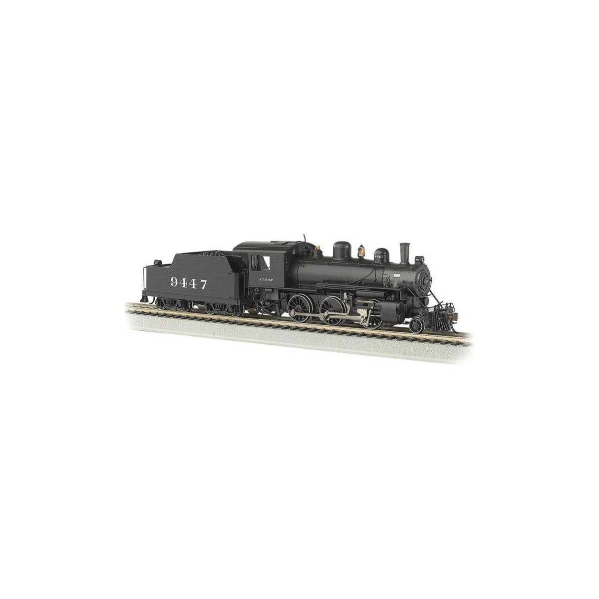 Alco 2-6-0 - Sound and DCC - Sound Value -- Santa Fe 9447 (black), HO, Bachmann Industries 57813