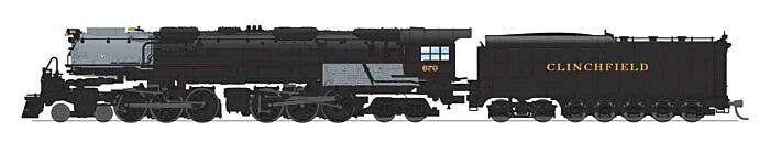 4-6-6-4 Challenger Late Version - Standard DC - Stealth -- Clinchfield 674 (Coal Tender, black, graphite), N, Broadway Limited I