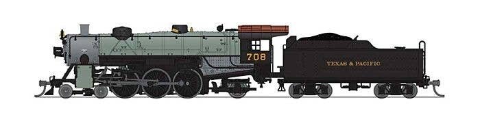 USRA 4-6-2 Light Pacific - Standard DC - Stealth -- Texas & Pacific 708 (gray, black, graphite), N, Broadway Limited Imports 807