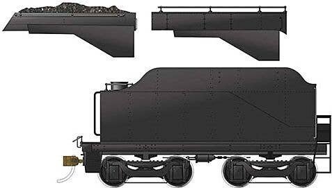 Class D10-Style Tender - Ready to Run -- Painted, Unlettered (black), HO, Rapido Trains Inc 602091