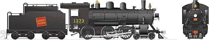 Class H-6-g 4-6-0 with Steel Cab - Standard DC -- Canadian National 1373 (black, red, Tilted Wafer Logo), HO, Rapido Trains Inc 