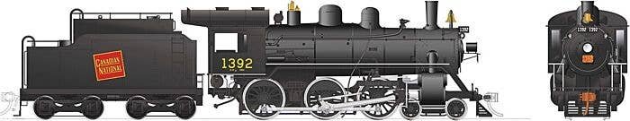 Class H-6-g 4-6-0 with Steel Cab - Standard DC -- Canadian National 1392 (black, red, Tilted Wafer Logo), HO, Rapido Trains Inc 