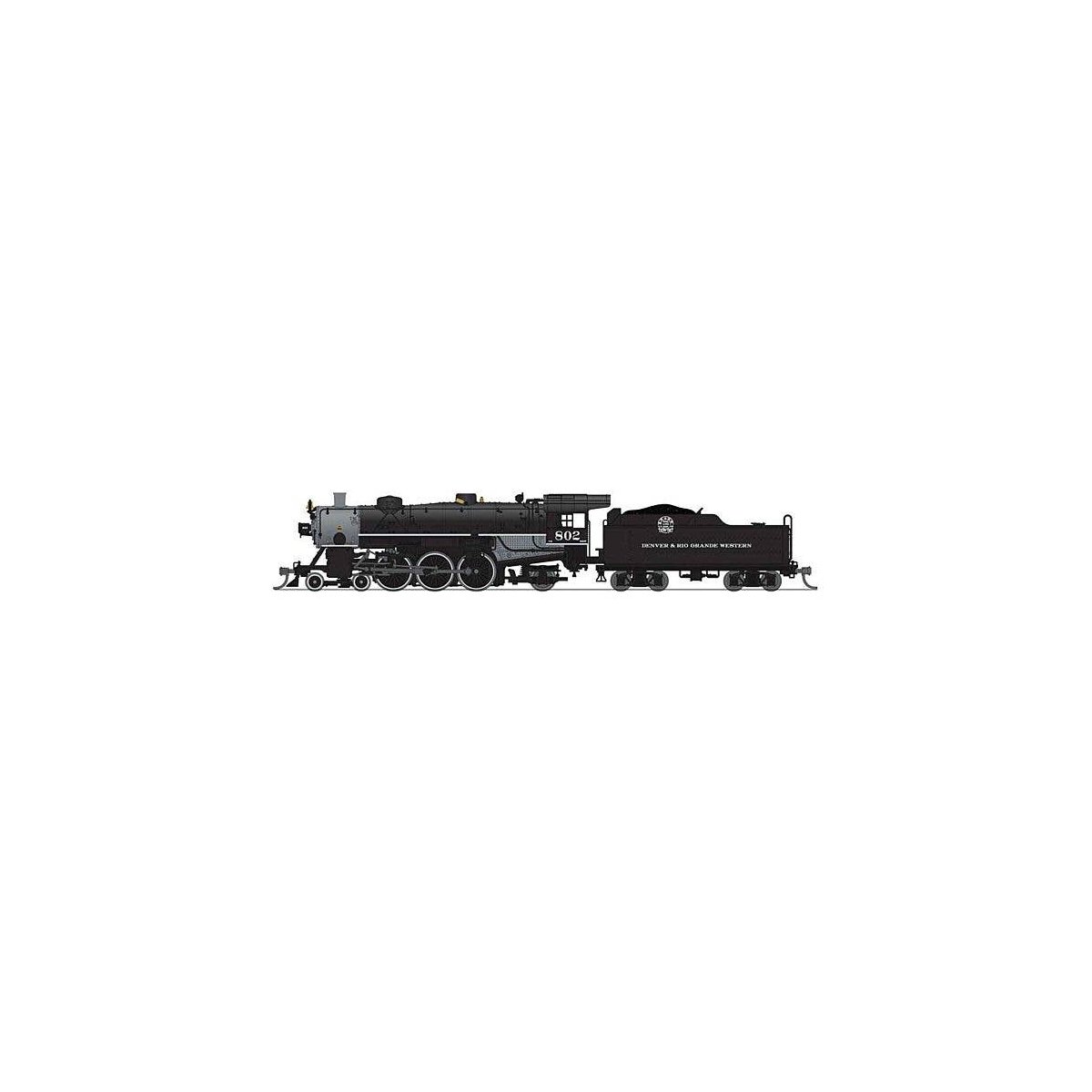 USRA 4-6-2 Light Pacific - Standard DC - Stealth -- Denver & Rio Grande Western 802 (black, graphite, Royal Gorge Logo), N, Broa
