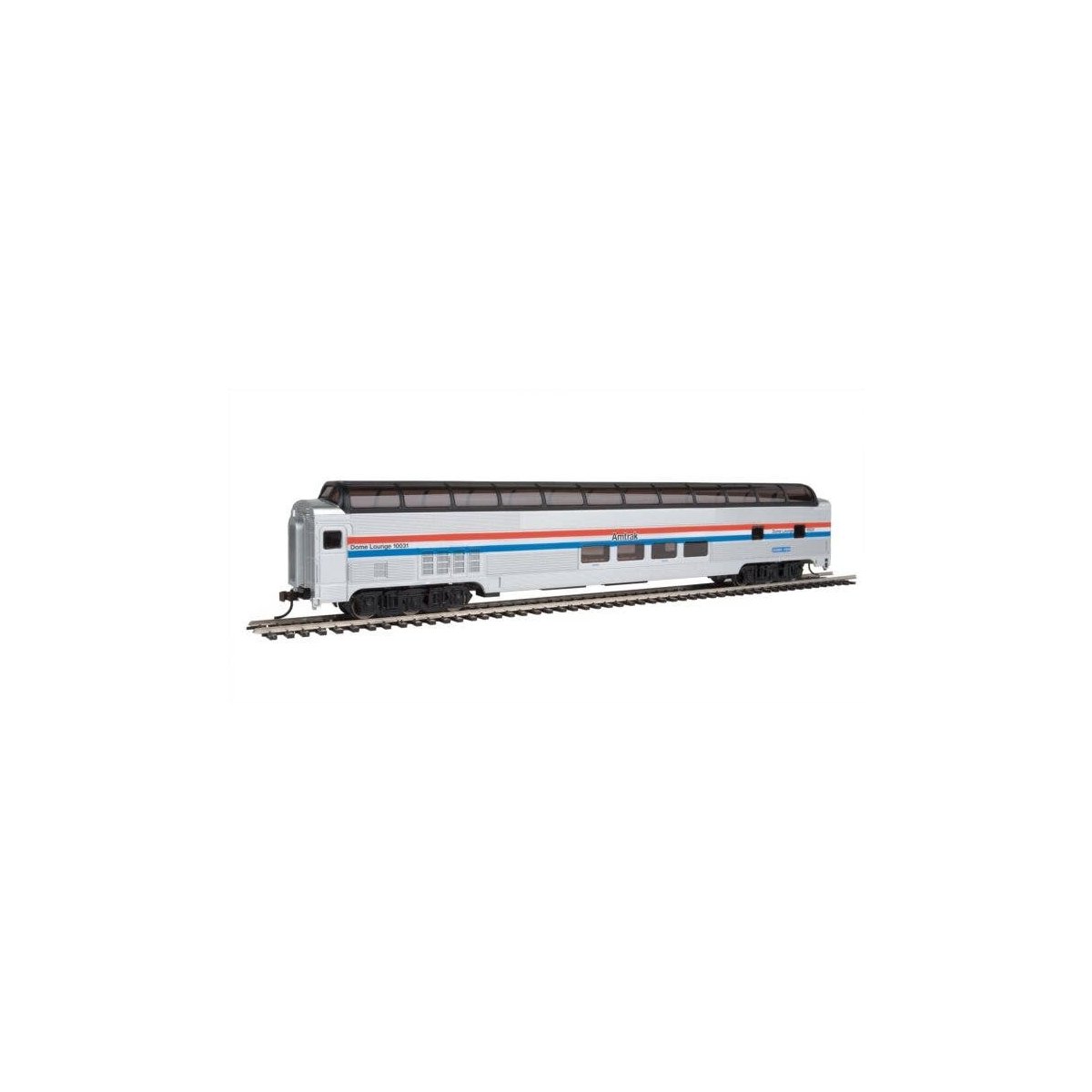 Budd 85` Full-Length Dome with Lights - Ready to Run - Silver Series(R) -- Amtrak 10031 `Ocean View` (Phase III silver, blue, wh
