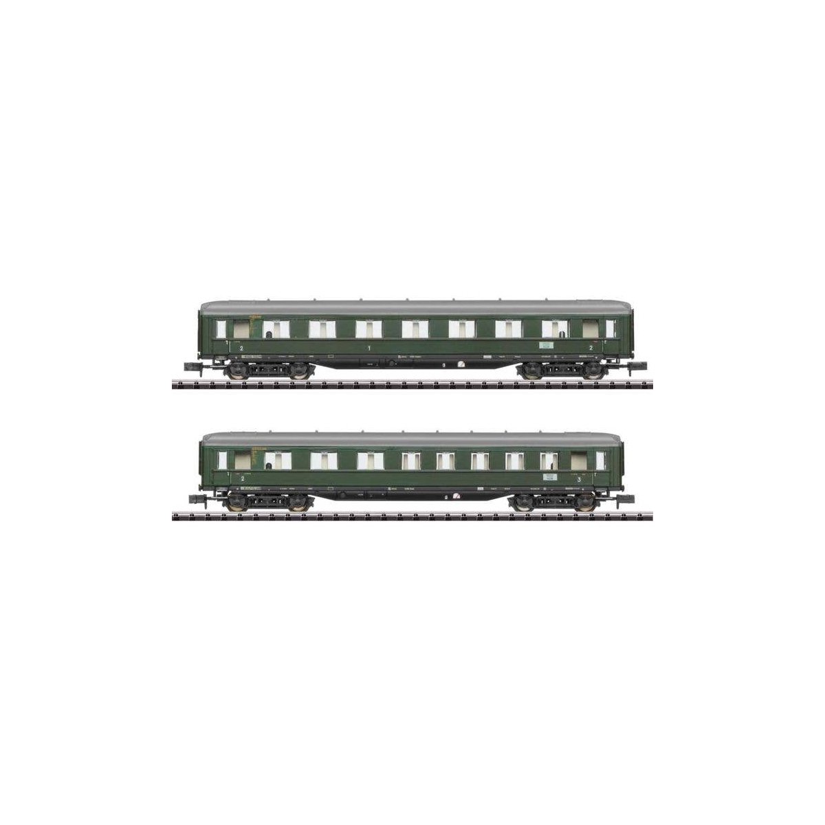 Type AB4u-38 1/2nd Class & BC4u-39 3rd Class D 96 Cars - Ready to Run - Minitr -- German Federal Railroad DB (Era III 1952, D 96