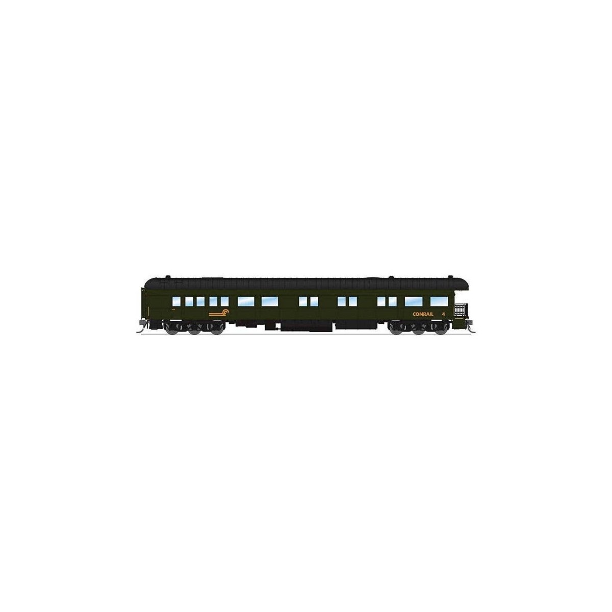 Heavyweight Business Car Observation - Ready to Run -- Conrail 4 (Pullman Green, yellow, black), HO, Broadway Limited Imports 97