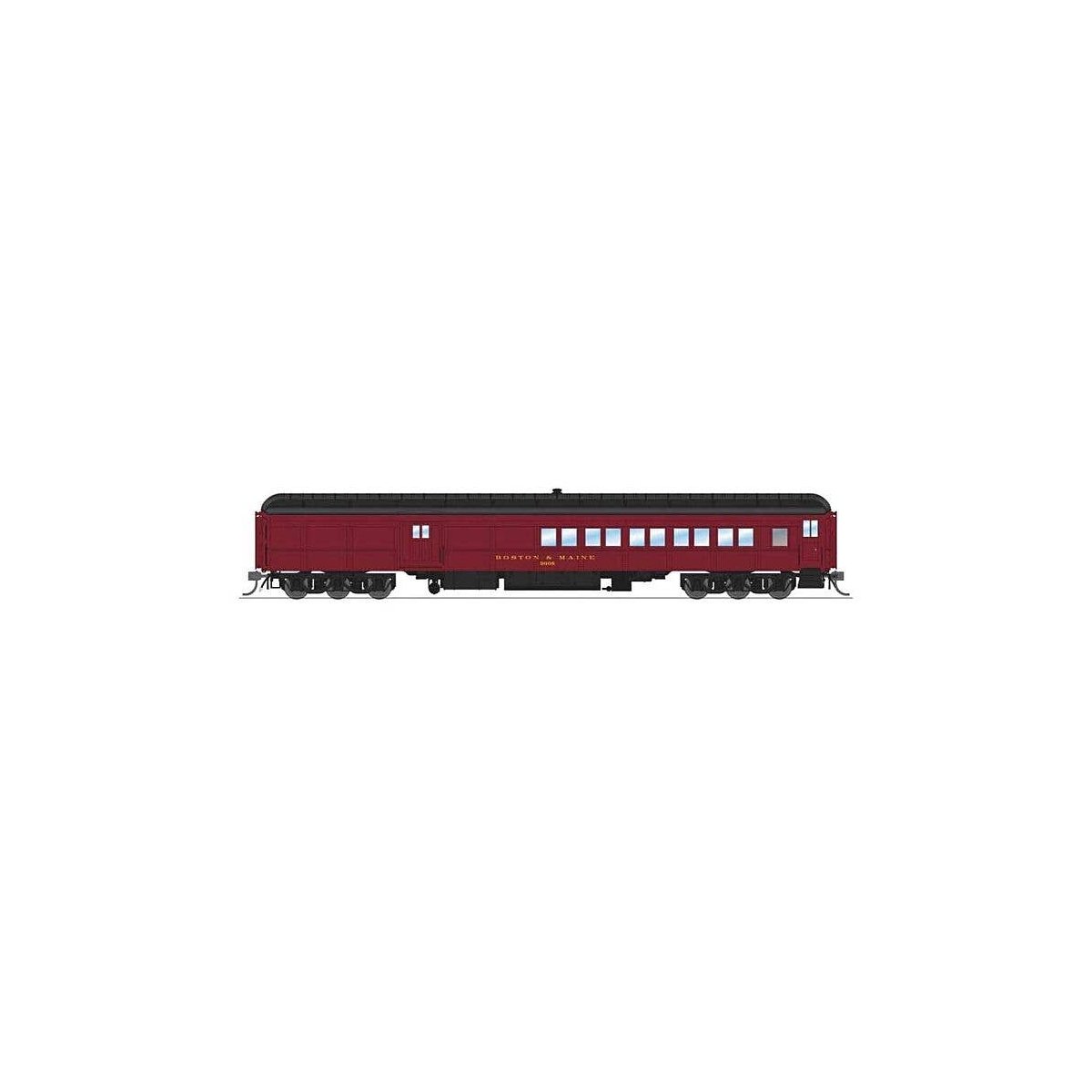 Heavyweight Coach-Baggage-Combine - Ready to Run -- Boston & Maine 3608 (maroon, black), HO, Broadway Limited Imports 9746
