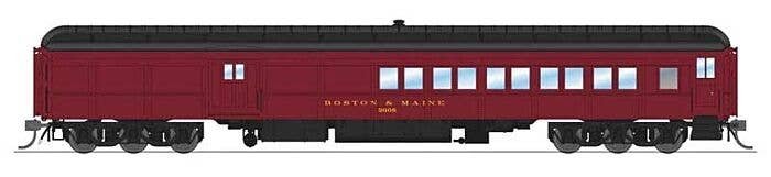 Heavyweight Coach-Baggage-Combine - Ready to Run -- Boston & Maine 3608 (maroon, black), HO, Broadway Limited Imports 9746
