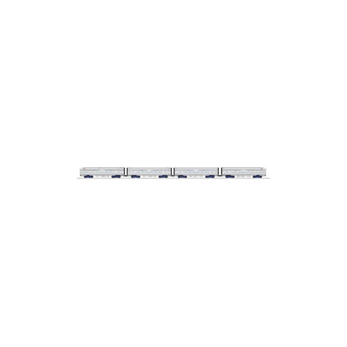 15′ Baggage, 2 Coaches, Observation Set - 3-Rail - Ready to Run -- Reading (aluminum), O, Lionel 2527720