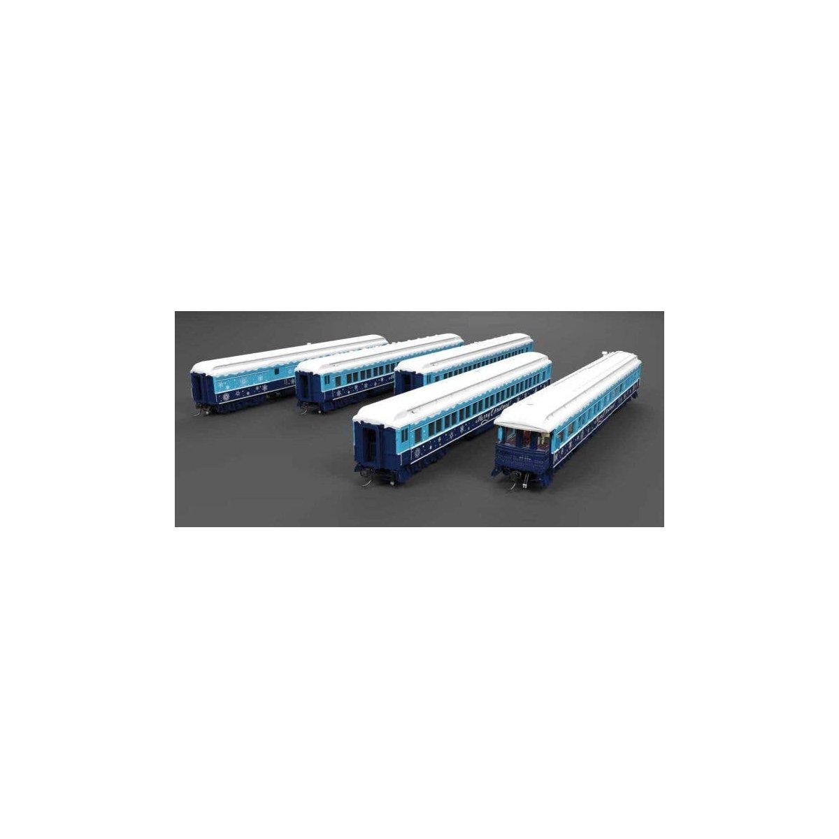 Heavyweight 5-Car Combine, 3 P70 Coach, Business Car Set - Ready to Run -- Christmas (blue, white), HO, Broadway Limited Imports