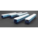 Heavyweight 5-Car Combine, 3 P70 Coach, Business Car Set - Ready to Run -- Christmas (blue, white), HO, Broadway Limited Imports