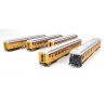 Heavyweight 5-Car Combine, 3 P70 Coach, Business Car Set - Ready to Run -- Chessie Steam Special (yellow, blue, vermillion, silv
