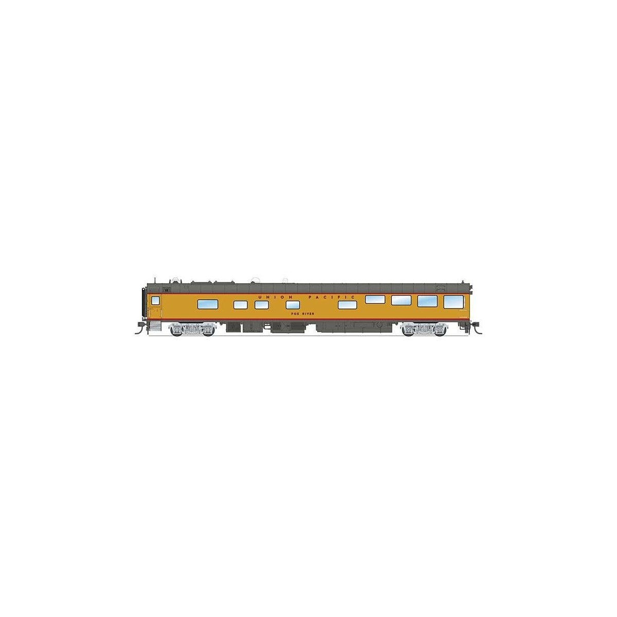 Track Inspection Theater Car - Ready to Run -- Union Pacific Fox River (1995-2006 Scheme, Armour Yellow, gray, red), HO, Broadwa