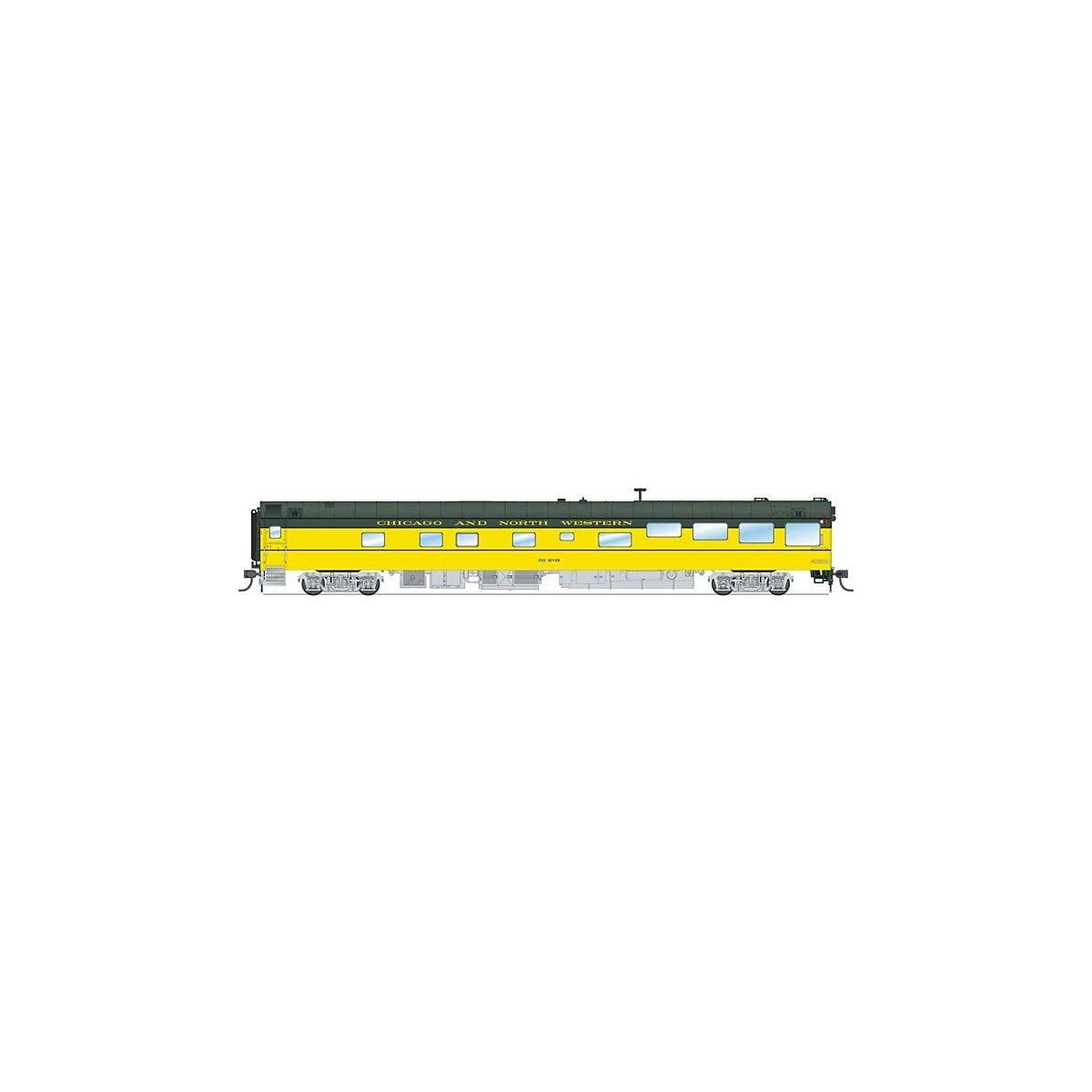 Track Inspection Theater Car - Ready to Run -- Chicago & North Western Fox River (yellow, green), HO, Broadway Limited Imports 9