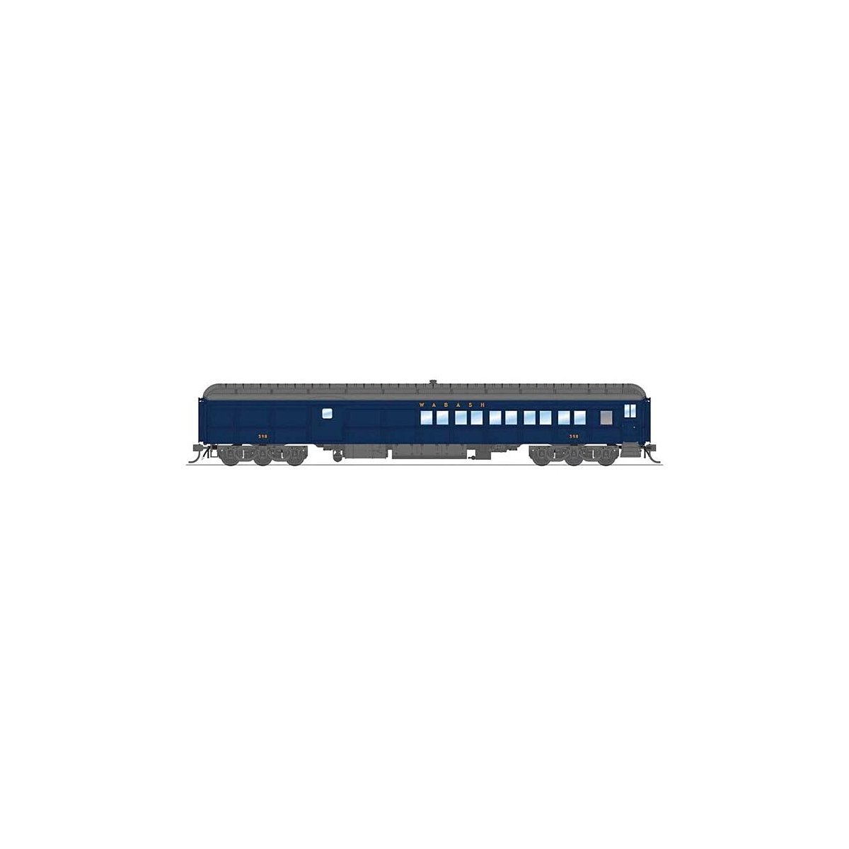 Heavyweight Coach-Baggage-Combine - Ready to Run -- Wabash 598 (blue, gray), HO, Broadway Limited Imports 9751