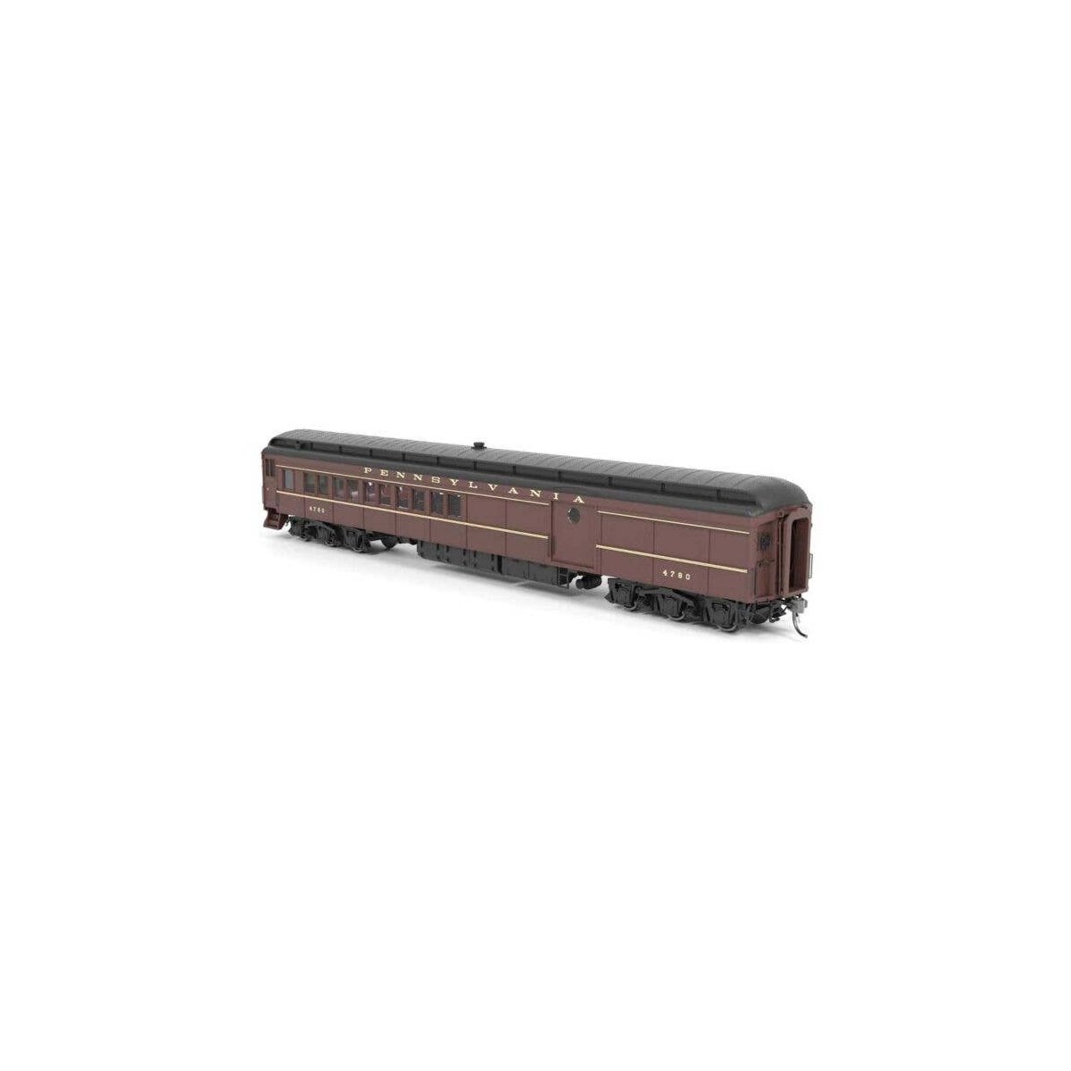 PRR Class PB70 Coach-Baggage Combine - Ready to Run -- Pennsylvania Railroad 5120 (Late 1940s, Tuscan, black), HO, Broadway Limi