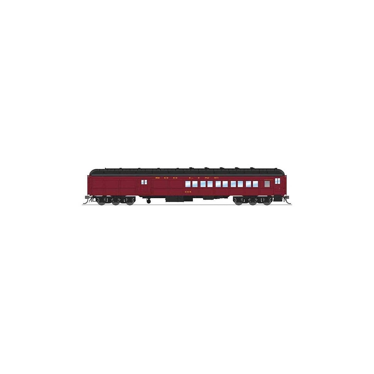 Heavyweight Coach-Baggage-Combine - Ready to Run -- Soo Line 365 (maroon, black), HO, Broadway Limited Imports 9750