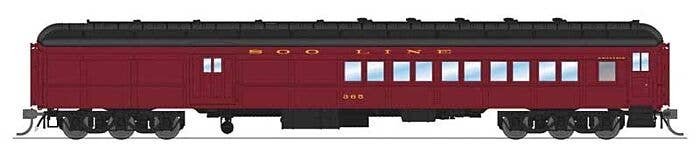 Heavyweight Coach-Baggage-Combine - Ready to Run -- Soo Line 365 (maroon, black), HO, Broadway Limited Imports 9750