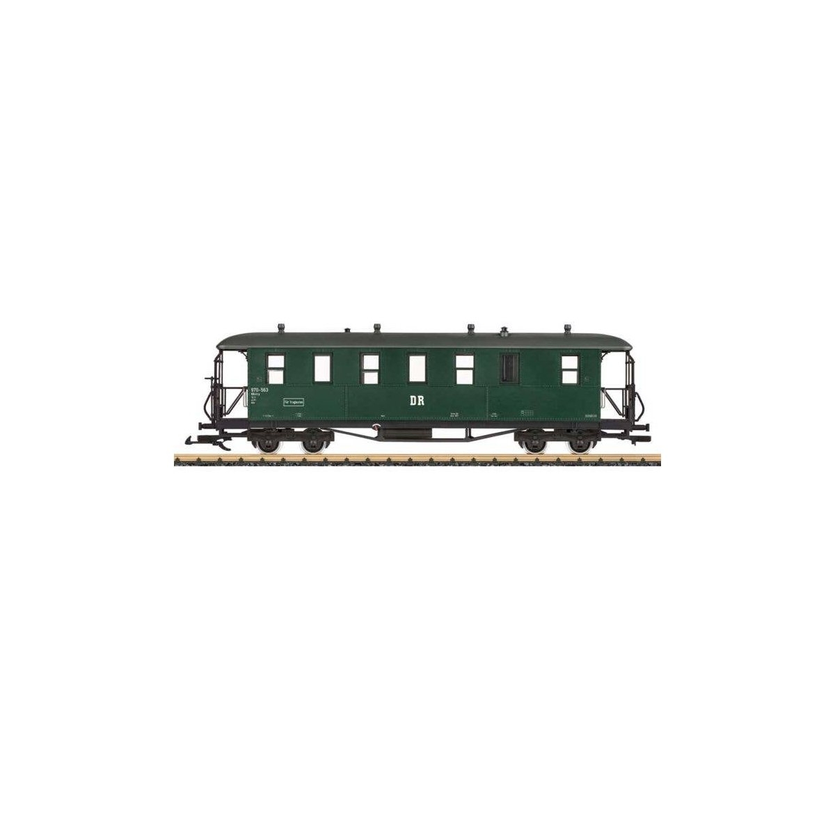 Type KD Coach - Ready to Run -- German State Railroad DR (Era IV, green, gray), G, LGB 36371