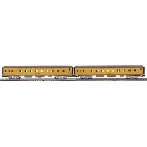 70′ Streamlined Sleeper 2-Pack - 3-Rail - Ready to Run -- Union Pacific San Gabriel, Olivera (Armour Yellow, gray, red, City o
