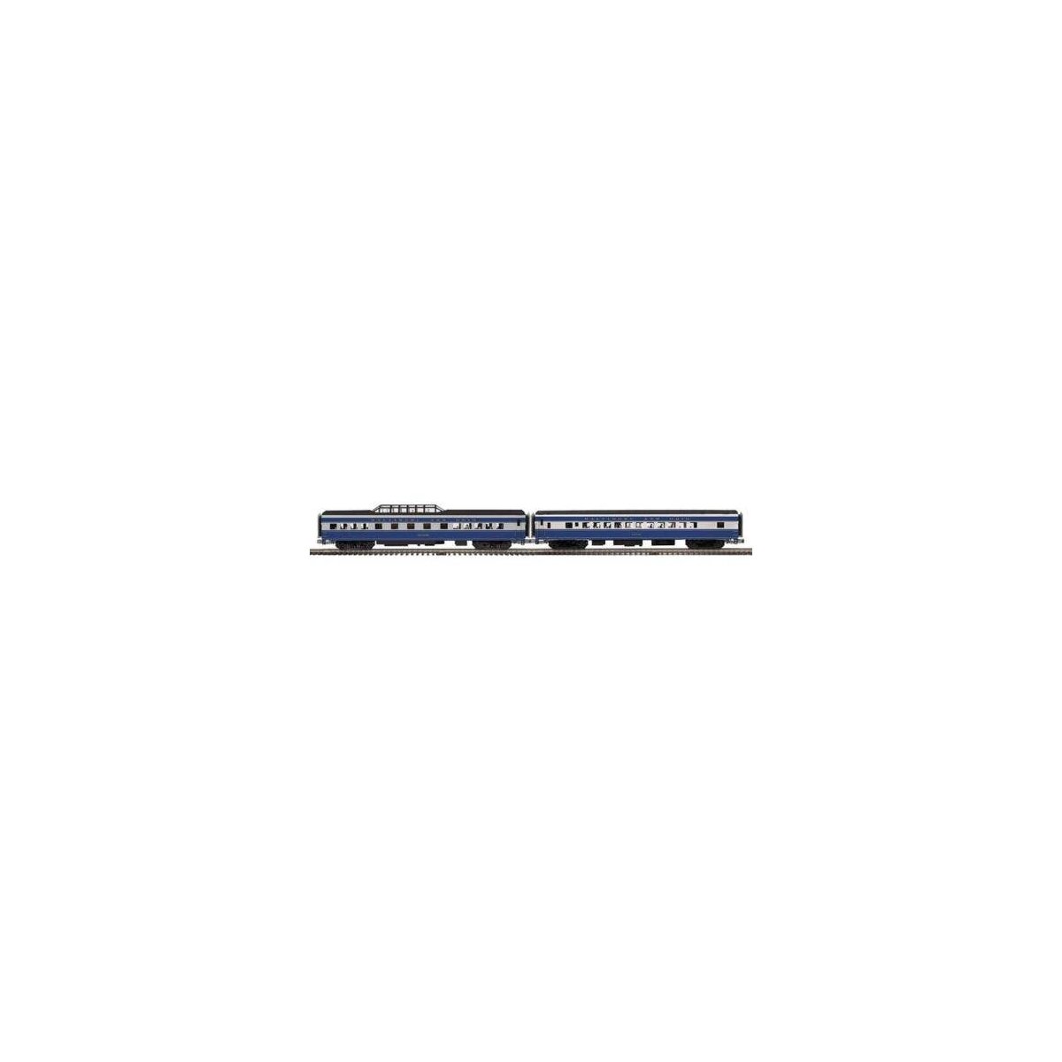 70′ Streamlined Coach, Dome - 3-Rail - Ready to Run -- Baltimore & Ohio 5501 LaPaz, 5551 Sky Dome (blue, gray), O, Atlas O 300