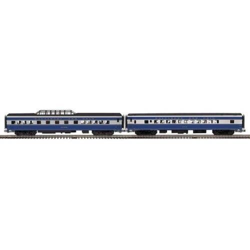 70′ Streamlined Coach, Dome - 3-Rail - Ready to Run -- Baltimore & Ohio 5501 LaPaz, 5551 Sky Dome (blue, gray), O, Atlas O 300