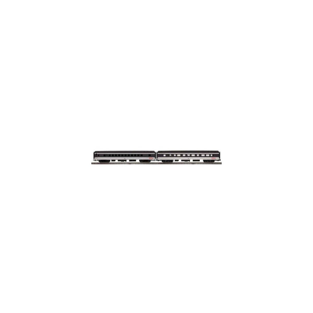 70′ Streamlined Coach, Diner - 3-Rail - Ready to Run -- Canadian National 5421, 1436 (black, white, red), O, Atlas O 3001950