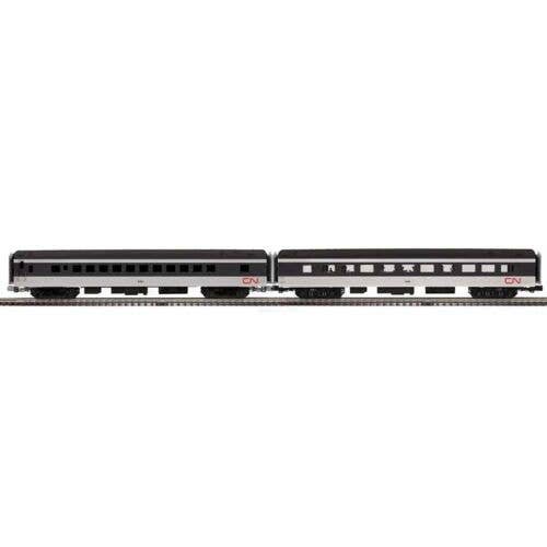 70′ Streamlined Coach, Diner - 3-Rail - Ready to Run -- Canadian National 5421, 1436 (black, white, red), O, Atlas O 3001950