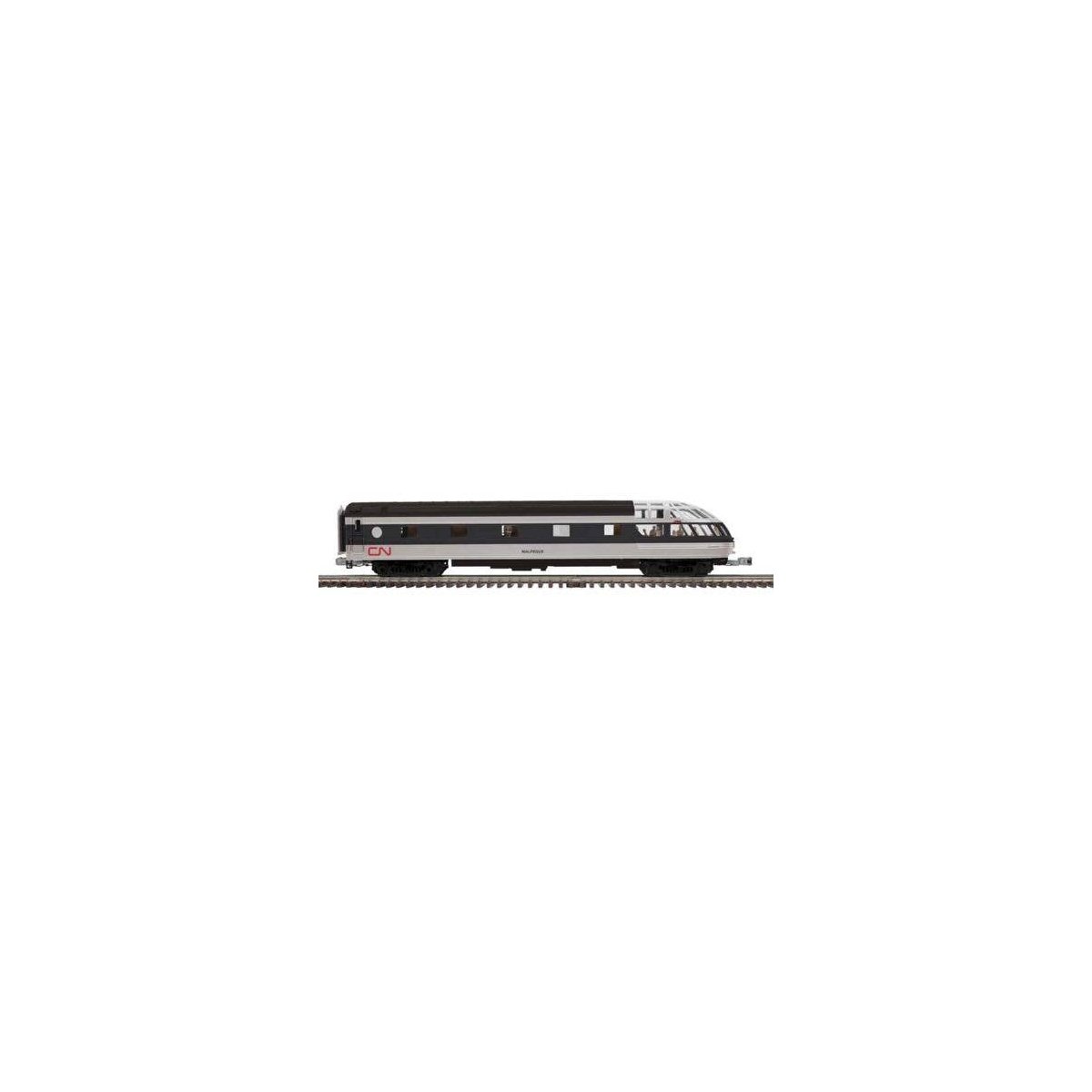 70′ Streamlined Skytop Observation - 3-Rail - Ready to Run -- Canadian National Malpeque (black, white, red), O, Atlas O 30019
