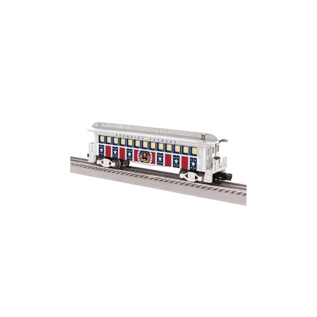 Old-Time Wood Coach - 3-Rail - Ready to Run -- Founding Fathers Thomas Jefferson (white, blue, red), O, Lionel 2627400