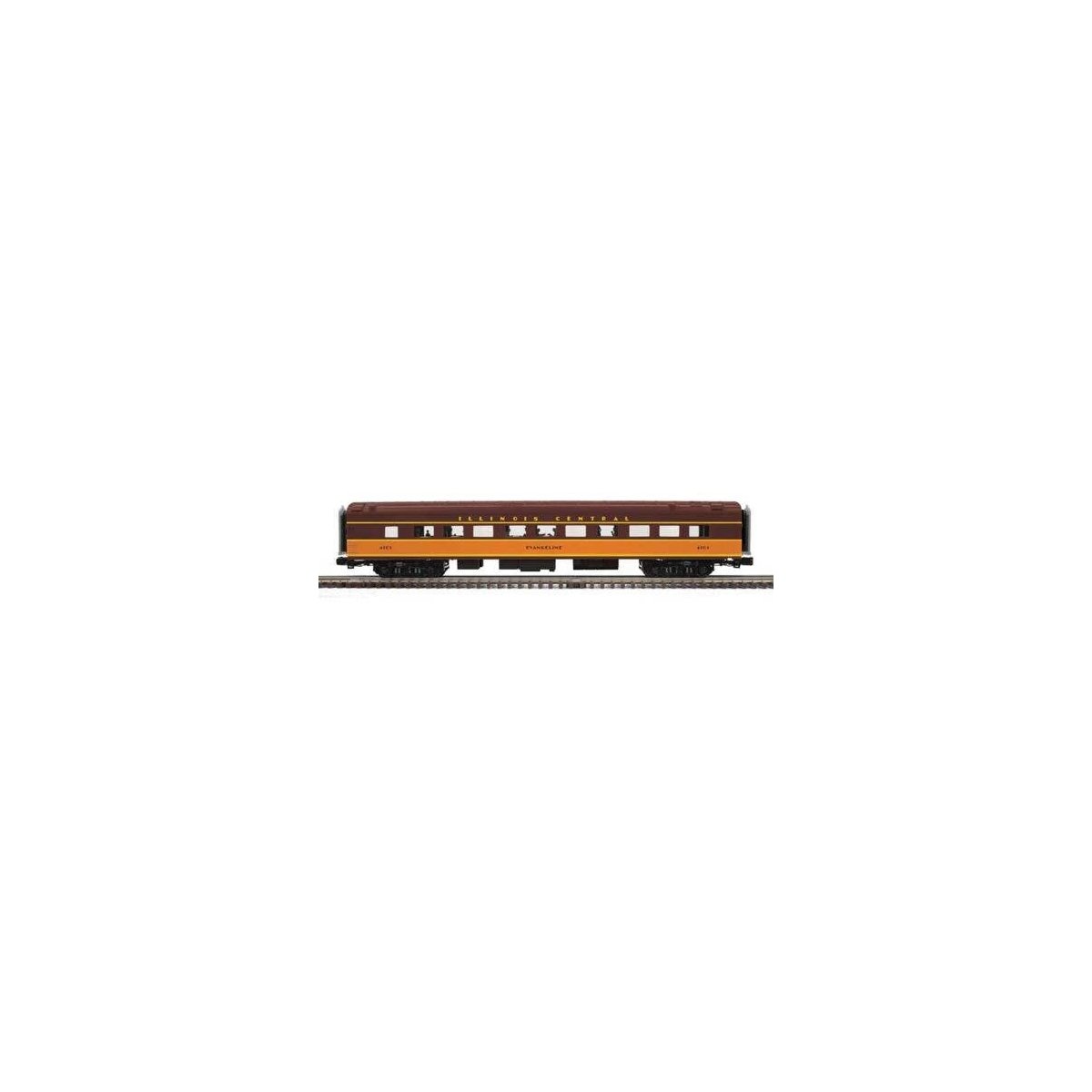 70′ Streamlined Diner - 3-Rail - Ready to Run -- Illinois Central 4101 Evangeline (brown, orange), O, Atlas O 3001954