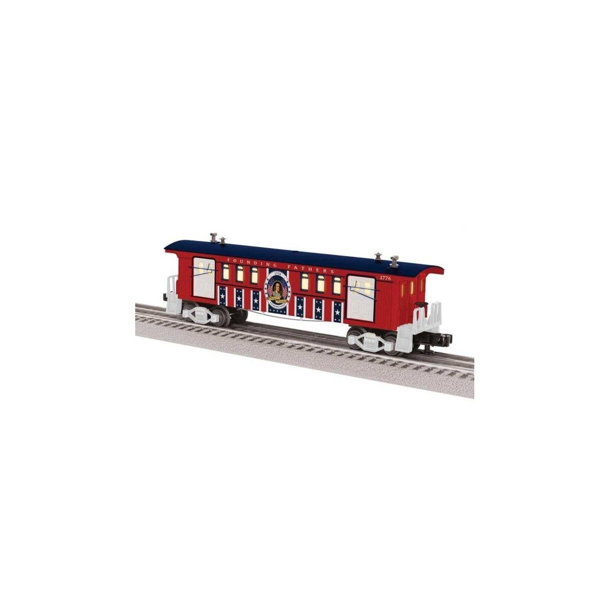 Old-Time Wood Mail Car - 3-Rail - Ready to Run -- Founding Fathers Benjamin Franklin (red, blue, white), O, Lionel 2627410
