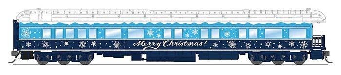 Heavyweight Business Car Observation - Ready to Run -- Christmas (blue, white), HO, Broadway Limited Imports 9725