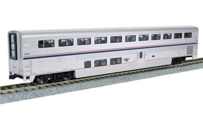 Superliner I Coach- Lighted - Ready to Run -- Amtrak 34035 (Phase VI silver, blue, red), HO, Kato USA Inc 3560591