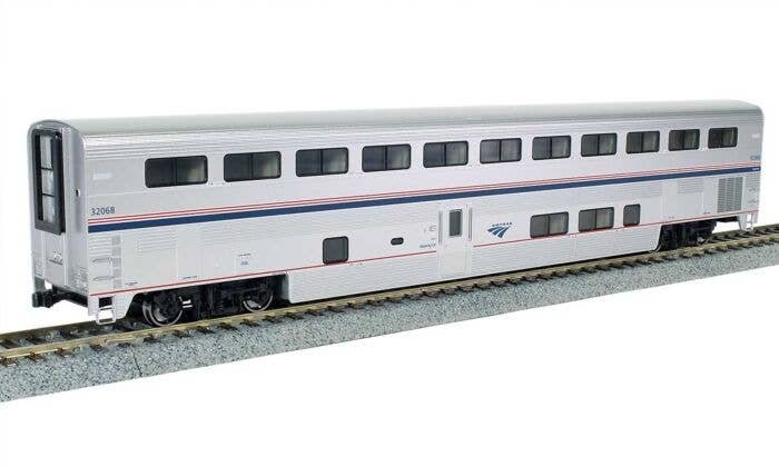 Superliner I Sleeper - Ready to Run -- Amtrak 32009 George M Pullman (Phase VI silver, blue, red), HO, Kato USA Inc 356088