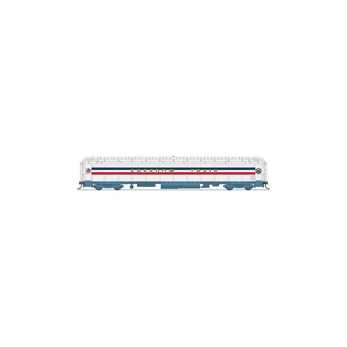 80′ PRR P70 Coach - Ready to Run -- American Freedom Train (1947 Scheme, white, red, blue, gold Freedom Train), HO, Broadway L