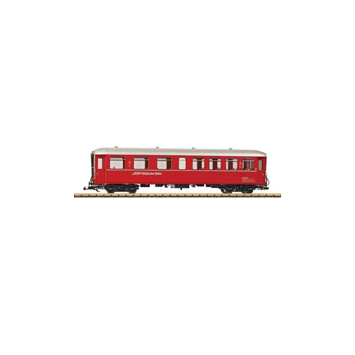 2nd Class Coach - Ready to Run -- Rhaetian Railway RhB (Era VI, red, silver), G, LGB 31526