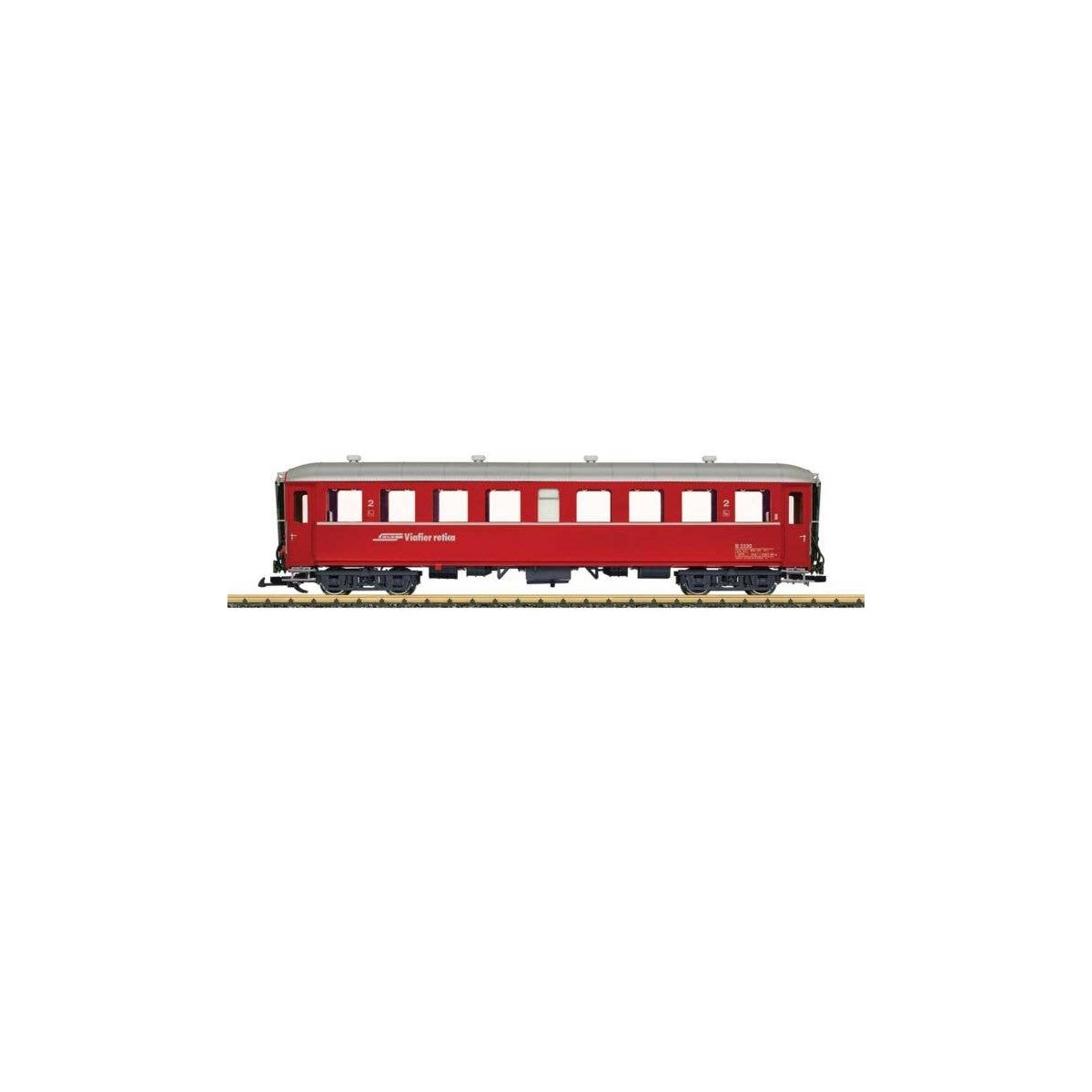 2nd Class Coach - Ready to Run -- Rhaetian Railway RhB (Era VI, red, silver), G, LGB 31527