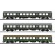 Type Bmh Halberstadt Center Entry Car 3-Pack - 3-Rail - Ready to Run -- German State Railroad DR (Era IV 1980s, green, silver & 
