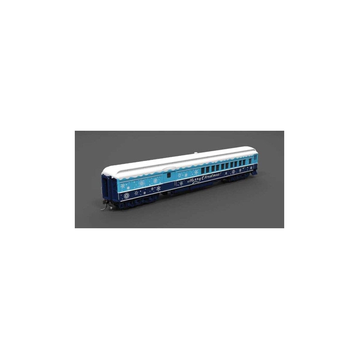 Heavyweight Coach-Baggage-Combine - Ready to Run -- Christmas (blue, white), HO, Broadway Limited Imports 9745