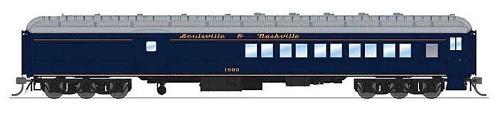 Heavyweight Coach-Baggage-Combine - Ready to Run -- Louisville & Nashville 1603 (blue, gray, gold), HO, Broadway Limited Imports