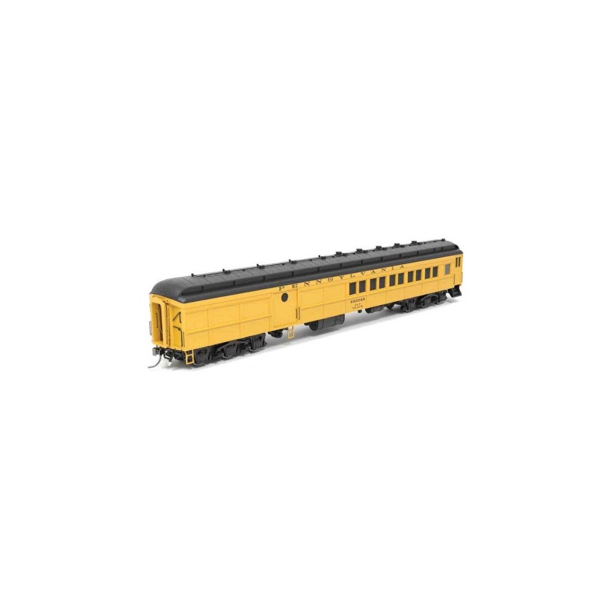 Heavyweight Coach-Baggage-Combine - Ready to Run -- Pennsylvania Railroad 492048 (MOW yellow, black), HO, Broadway Limited Impor