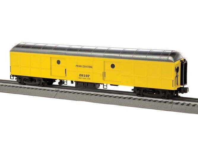 Class B60 Heavyweight Baggage Car - 3-Rail - Ready to Run -- Penn Central 28197 (MOW yellow,silver, black), O, Lionel 2527260