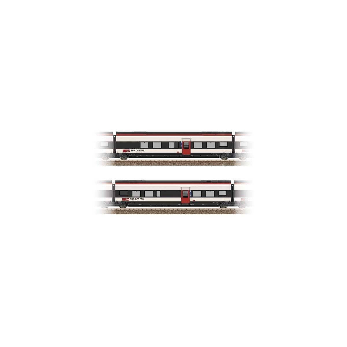 Type B & Type C 2nd Class Add-On for Giruno Train Set - Ready to Run -- Swiss Federal Railways SBB Set 1 (Era VI 2021, white, bl