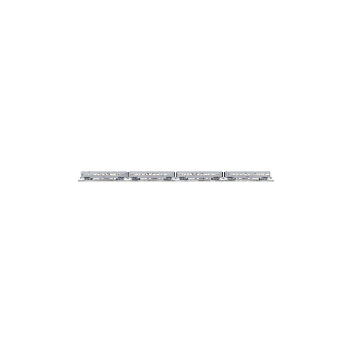 18′ Streamlined Fluted-Side 3 Coaches, Observation - 3-Rail Ready to Run - -- Lionel Lines (silver), O, Lionel 2527190