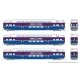 Bilevel Commuter Cab Car & 2 Coach Set - Ready to Run -- Altamont Commuter Express Set 1 3305, 3212, 3216 (white, purple, blue),