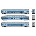 Bilevel Commuter Cab Car & 2 Coach Set - Ready to Run -- AMT Montreal Set 2 2003, 2021, 2035 (blue, gray), N, Rapido Trains Inc 