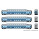 Bilevel Commuter Cab Car & 2 Coach Set - Ready to Run -- AMT Montreal Set 1 2001, 2024, 2031 (blue, gray), N, Rapido Trains Inc 